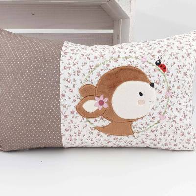 Kinderkissen mit Name Reh Kitz – Personalisiertes Kuschelkissen Waldtiere Geschenk Geburt Taufe Einschulung