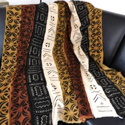 Bogolan Schlammtuch Mudcloth Plaid Decke, afrikanische Deko - Ethno Tuch - 185x123 cm