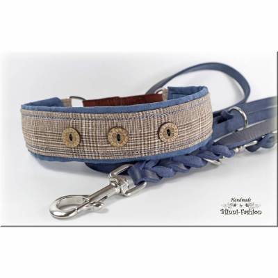 Halsband GLENCHECK mit Zugstopp für deinen Hund, Hundehalsband in rot oder blau