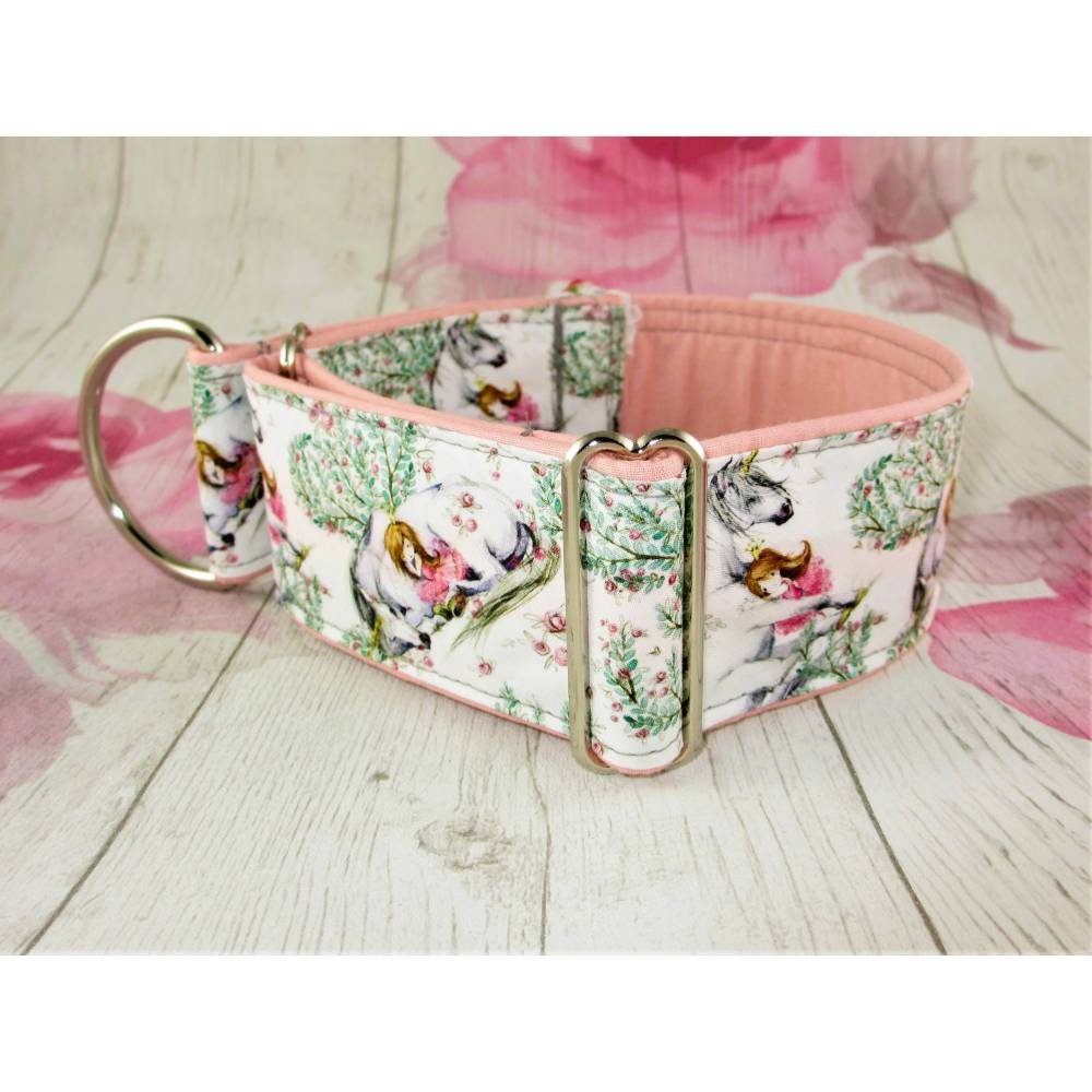 Windhundhalsband "Einhornprinzessin" Hundehalsband verstellbar Martingale  mit Zugstopp fr Galgo, Podenco, Whipp