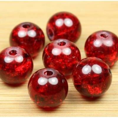 CrashPerlen, dunkelrot, 8mm, rund, 30 Stück