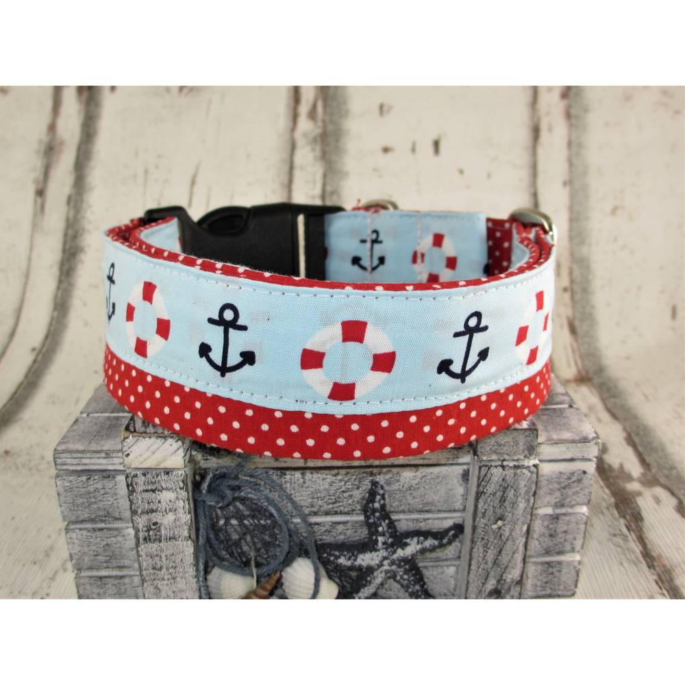 Hundehalsband "Sailor" Halsband Hund verstellbar maritim mit  Klickverschluss Kunststoff oder Metall