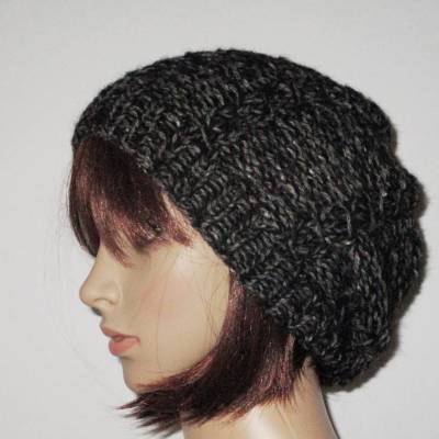 Mütze mit Alpaka und Seide, Beanie, Strickmütze, mit Zopfmuster