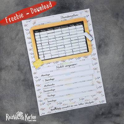 Freebie Stundenplan Schiefertafel - Download zum Ausdrucken
