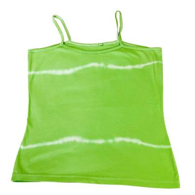 Unikat Damen Trägershirt, Gr. XL Hand gefärbt in Fühlingsgrün Einzelstück