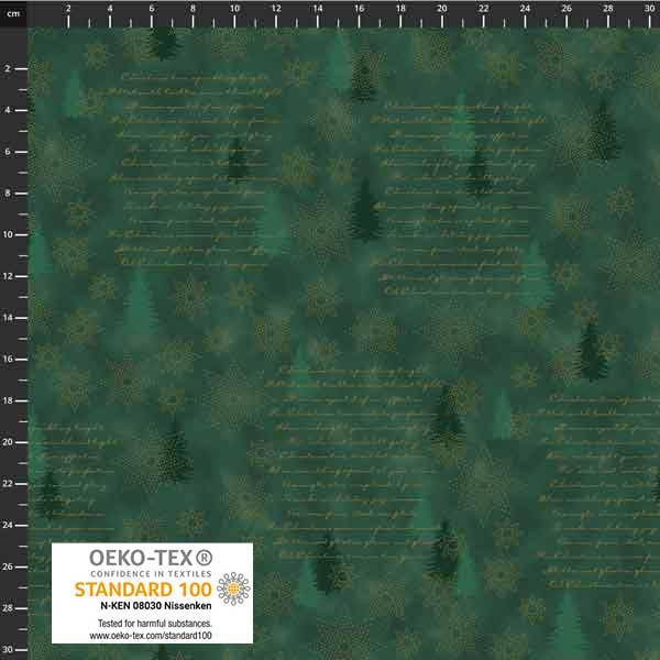 Springle Star Patchworkstoff Star Springle, grüner Quiltstoff mit goldenen Sterne ...