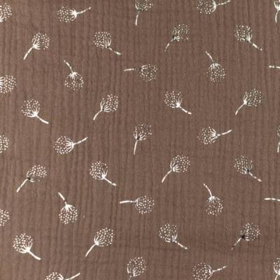 Musselin Double Gauze Gaze  Baumwolle Glitzer Pusteblume Silber- Mauve (1m/11,-€)