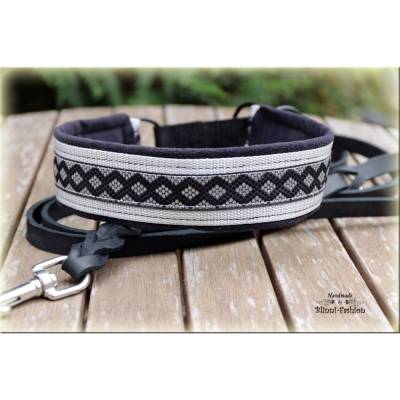 Zugstopp Halsband mit Pfötchen, Rhomben oder Stacheldraht, orange schwarz silber für Hunde , Hundehalsband Martingale