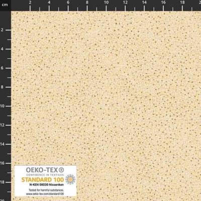 Patchworkstoff Star Springle, beiger Quiltstoff mit kleinen beigen und goldenen unregelmässigen Tupfen