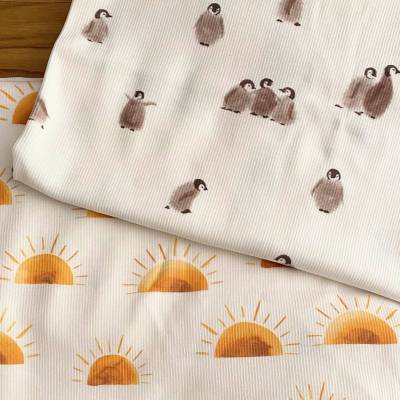 ab 50cm Sunset RIB Jersey Watercolor - Sonne Aquarell Druckstoff