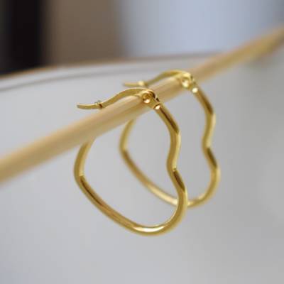 Herz Ohrringe Gold ,Herz Creolen, Hängeohrringe Herz, Geometrische, minimalistischer Schmuck, Edelstahl Herz Ohrringe
