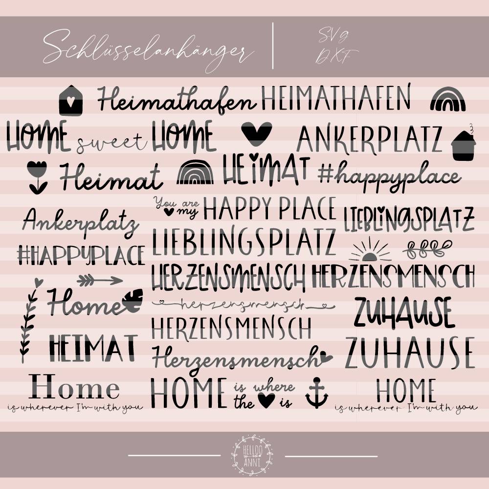 Schlüsselanhänger - Bastelanleitung mit Plotterdatei für viele Schriftzüge und Verpackung Bild 2