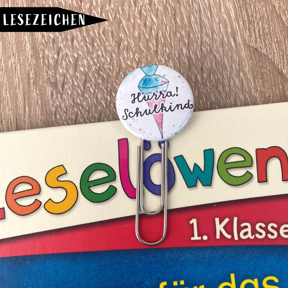 Schultüte Türkis & Rosa im Aquarelldesign Lesezeichen Bild 2