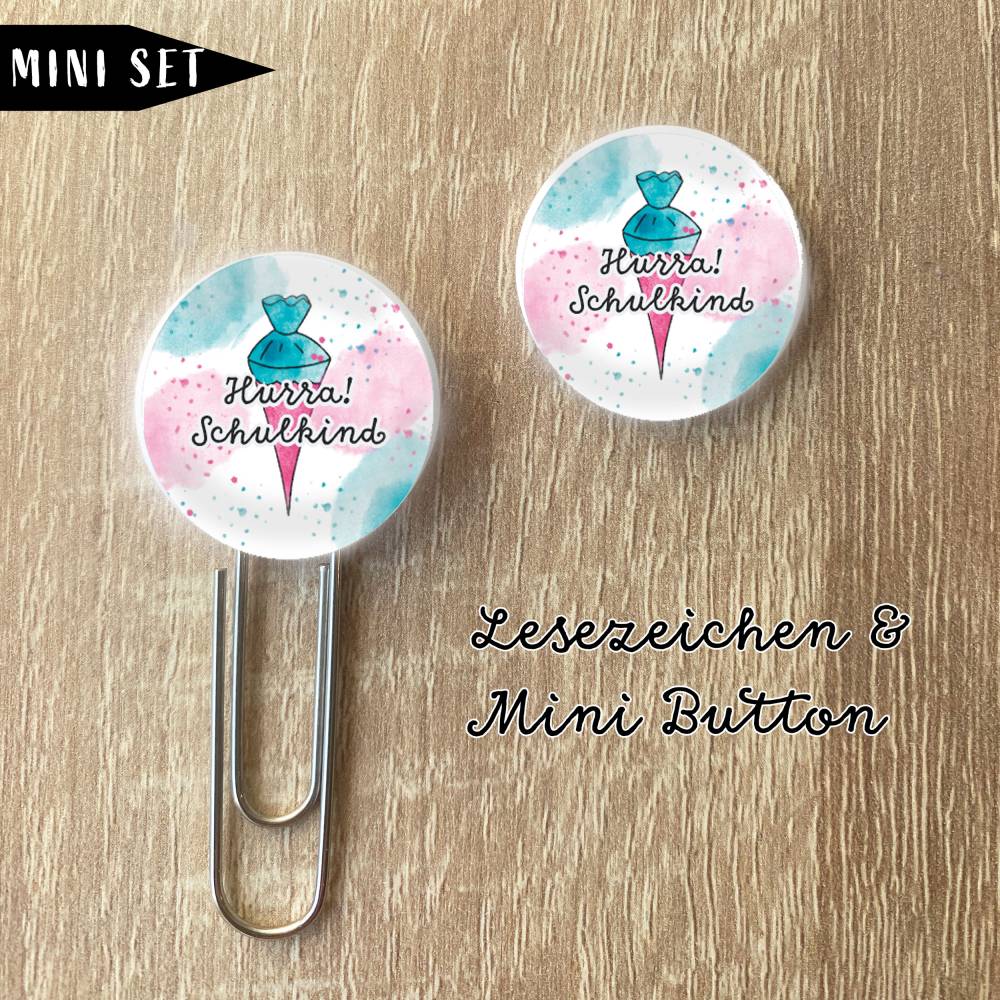 Schultüte Türkis & Rosa im Aquarelldesign Lesezeichen Bild 7