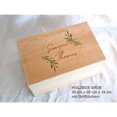 Erinnerungsbox aus Holz Hochzeit Greenery Hexagon