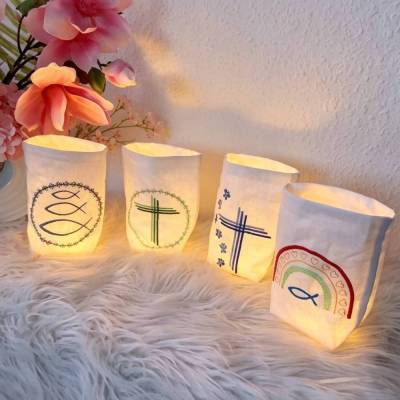 Stickdatei Kirche Set 764 – In the Hoop Lichtbeutel für Taufe, Trauer, Kommunion & Konfirmation