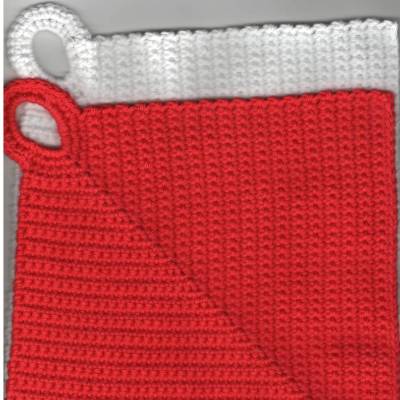 T0100 gehäkelt 2 Topflappen Untersetzer ca. 20 x 20 cm 100% Baumwolle Handarbeit rot und weiß