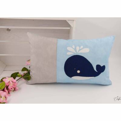 Kissen mit Name und Wal personalisiertes Kuschelkissen Erinnerungskissen Geschenk zur Geburt Taufe