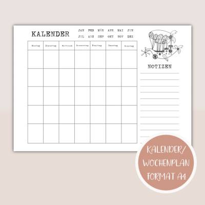 Kalender Jahresansicht, Monatsplan zum Ausdrucken