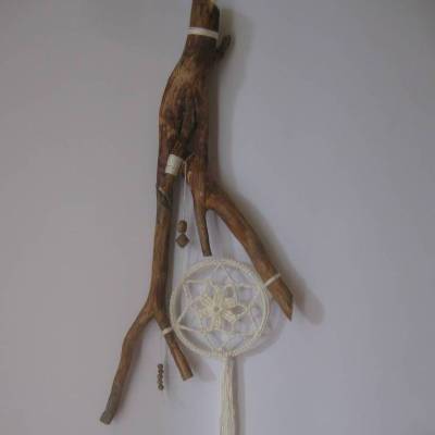 Traumfänger mit echtem Holz aus dem Frankenwald, Dreamcatcher, Dekoration, Fensterdekoration