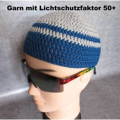 Männermütze extrakurz (ohrfrei), aus Garn mit Sonnenschutz, Mütze