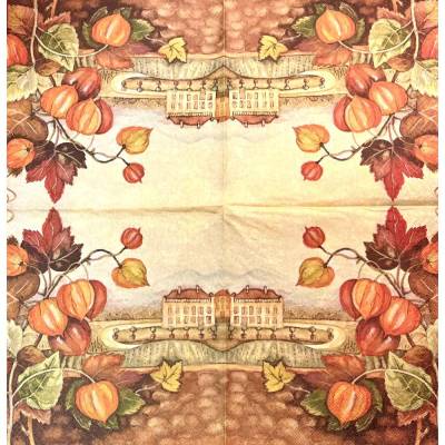 Serviette Schloß im Herbst  (55)  -1 einzelne Serviette 
