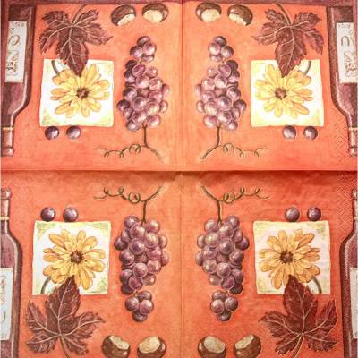 Serviette Weinflasche und Kastanien(56)-einzelne Serviette 