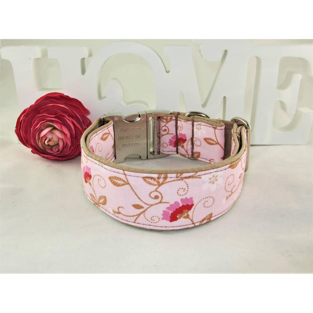 Hundehalsband "Rosalie" Halsband Hund Nylonhalsband verstellbar  Klickverschluss Kunststoff oder Metall