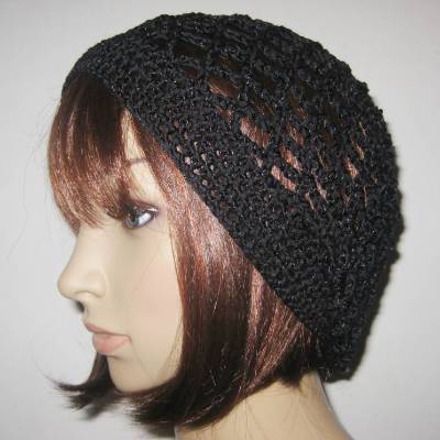 Mütze, schwarz glänzend, Sommermütze, Beanie