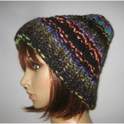 Warme Strickmütze, variabel tragbar, Mütze, Beanie, Grobstrickmütze, Hipstermütze