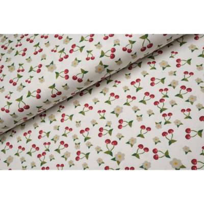 Jersey weiß offwhite Kirschen Cherry Sommer Blüten Stoff nähen Damen Mädchen 50cm