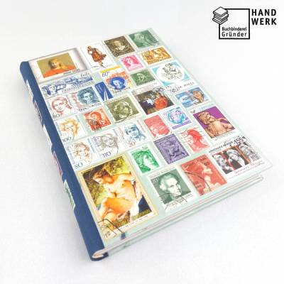 Notizbuch, Briefmarken, starke Frauen, Upcycling, DIN A5, 300 Seiten