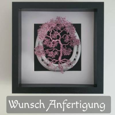 Drahtbaum im Bonsai Look mit Hufeisen/ Geschenk zur Hochzeit, Geburt & Taufe/ Erinnerungsbaum Wunsch Anfertigung