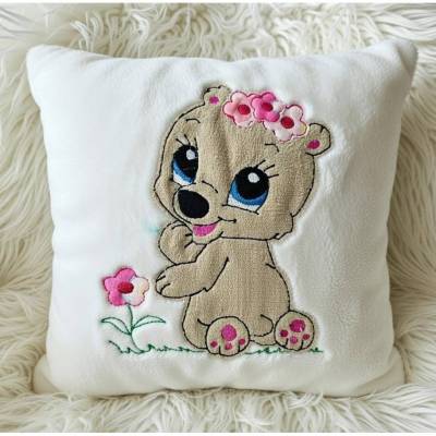 Stickdatei Doodle Teddy Bär mit Blume Applikation Set 1 Applikation  Set 733