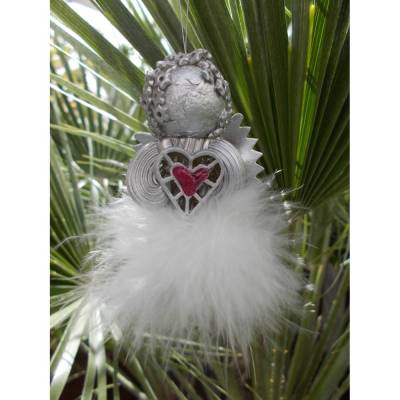 Engel  Glücksbringer Schutzengel silberfarben Weihnachtsengel Anhänger aus Nudeln