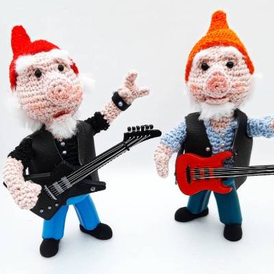 Eierbecher/Eierwärmer-ROCKER GARTENZWERG-Gitarre Heavy Metal Lederweste Kult Dwarf