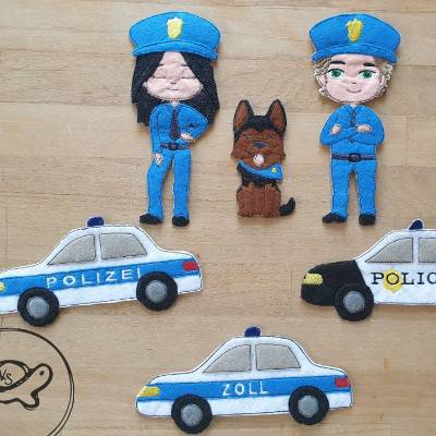 Doodle Stickdateien großes Polizeiset