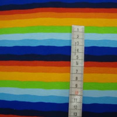 Baumwolljersey Regenbogen Streifen bunt – 1cm Blockstreifen Stoff, Meterware zum Nähen