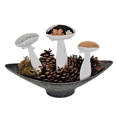 3-er Set Stoffpilze – Herbstliche Deko-Pilze aus Baumwolle, in verschiedene Größen