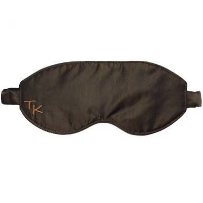 Personalisierbare Kinder Schlafmaske aus Satin Dunkelbraun – Schlafbrille mit Monogramm von la miscela