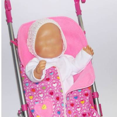 Fuß-Sack für Puppenwagen, Fußsack bunte Herzen, B-Ware, Unikat, Fußsack Puppen-Sportwagen, Puppen-Schlafsack Wärmesack
