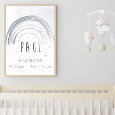 Geburtstafel - Geburtsposter *Regenbogen (2) * A4