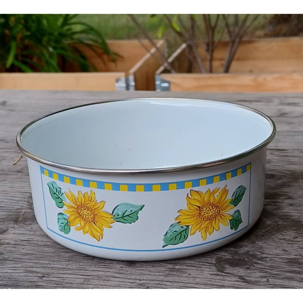 Vintage Emaille Schüssel 70er Jahre – Retro Küchenschale im guten Zustand