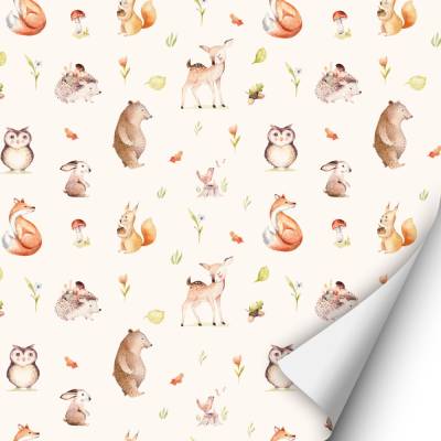 2 x 0,9 m selbstklebende Folie - Waldtiere (16,66 €/m²) Klebefolie Dekorfolie Möbelfolie