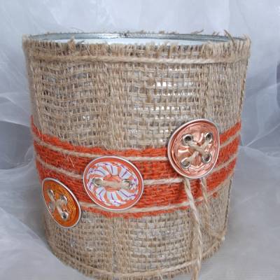 Blumentopf Übertopf Tischeimer Geldgeschenk  ORANGE Nespresso Kapseln Jute