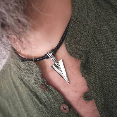 Kette , Lederkette,Edelstahl, Spitze