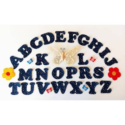 Buchstaben zum Aufbügeln Pünktchen dunkelblau