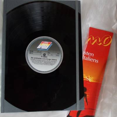 Kladde A4 Hardcover Notizbuch  Schallplatte Ti amo