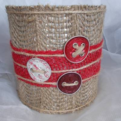 Blumentopf Übertopf Tischeimer Geldgeschenk  ROT Nespresso Kapseln Jute
