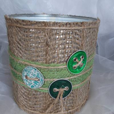 Blumentopf Übertopf Tischeimer Geldgeschenk  GRÜN Nespresso Kapseln Jute